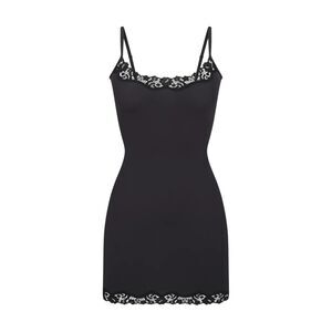 NWT SKIMS FITS EVERYBODY CORDED LACE SLIP DRESS IN ONYX Medium